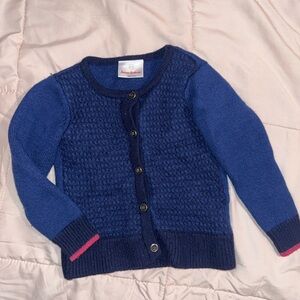Hanna Andersson Navy and Pink Kids Wool Sweater size 100